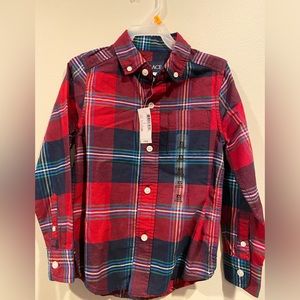 NWT- Boys Size 4 (XS) Red Plaid Long Sleeve ButtonShirt-Children’s Place